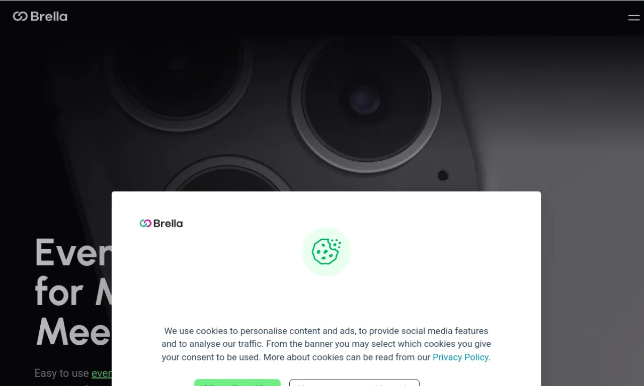 Screenshot of Brella website