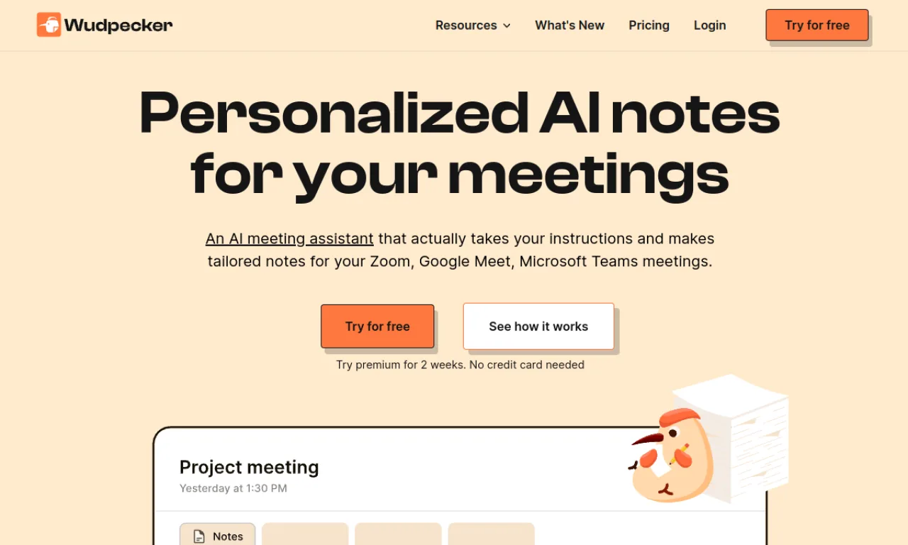 Screenshot of Wudpecker website