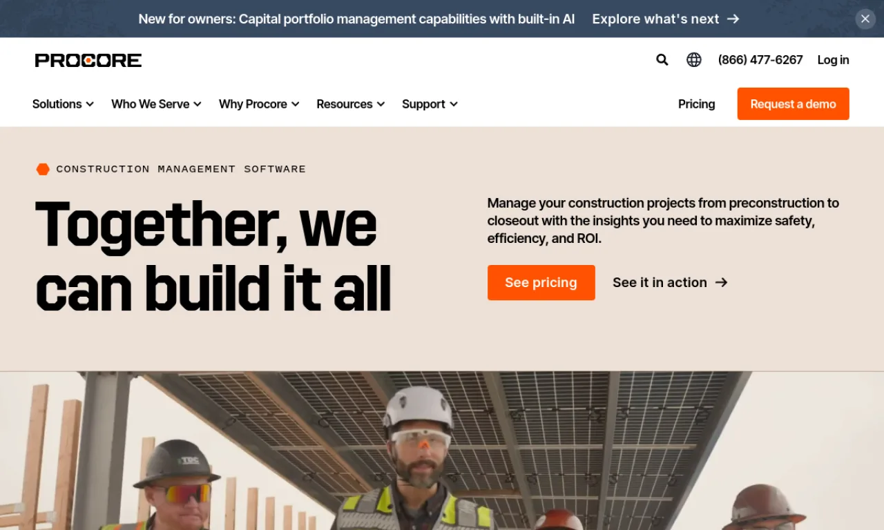 Screenshot of Procore website