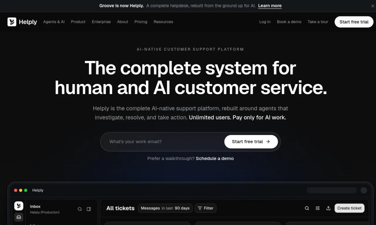 Screenshot of Groove website