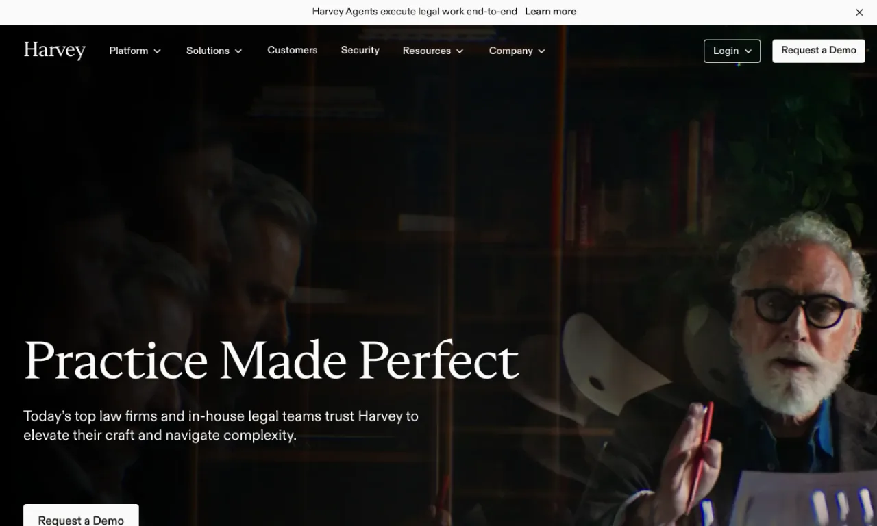Screenshot of Harvey website