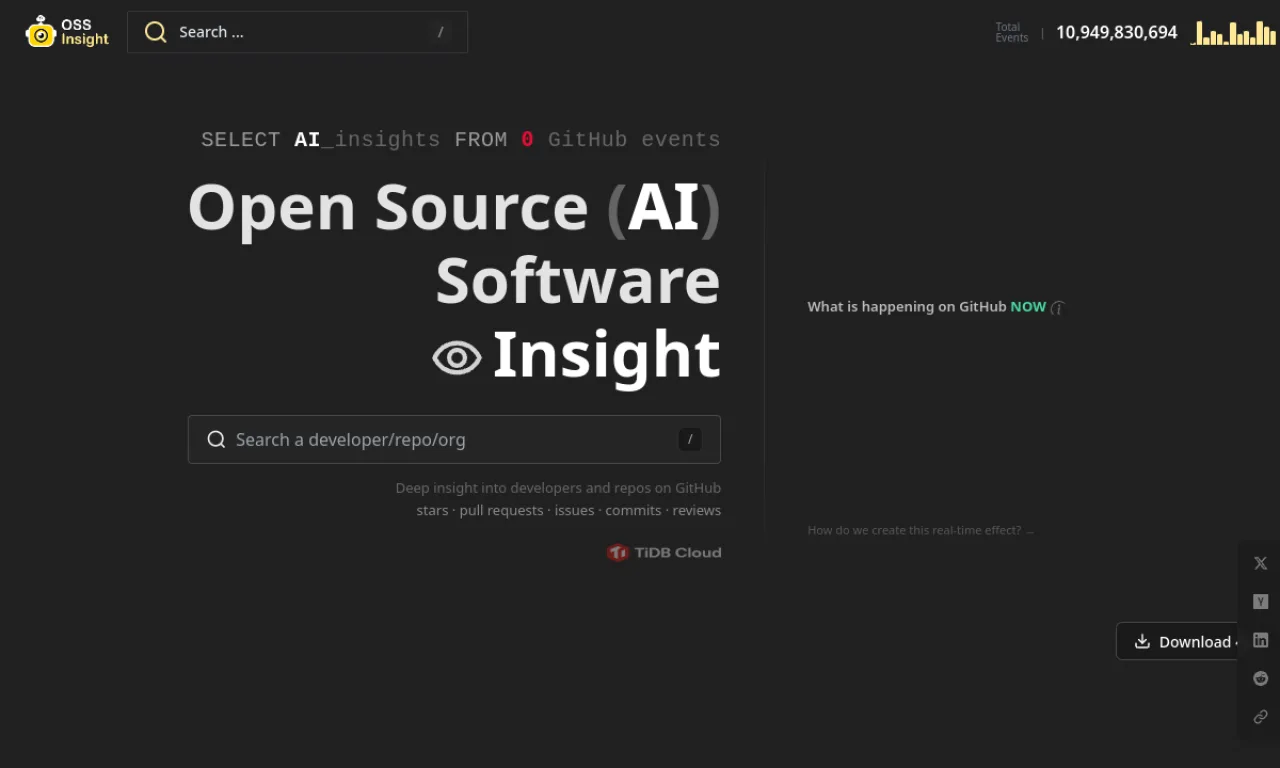 Screenshot of OSS Insight website