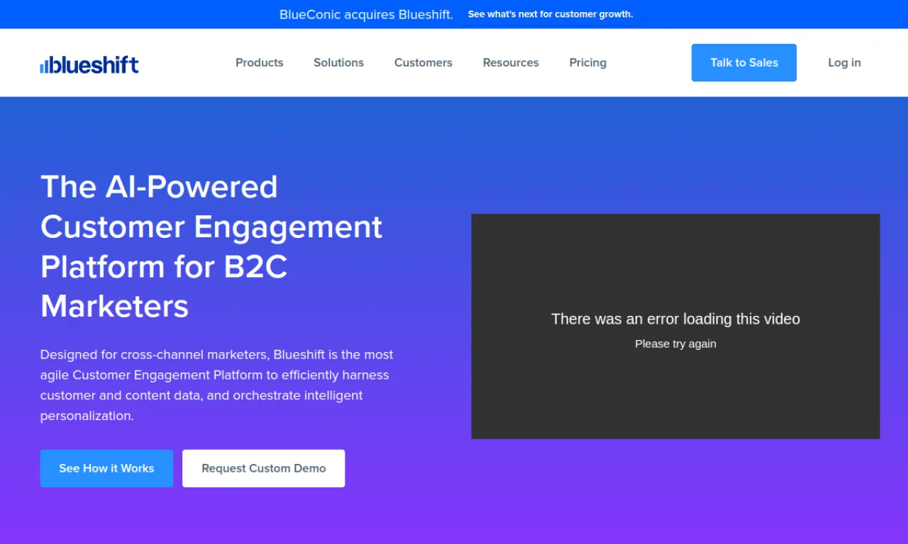 Screenshot of Blueshift website