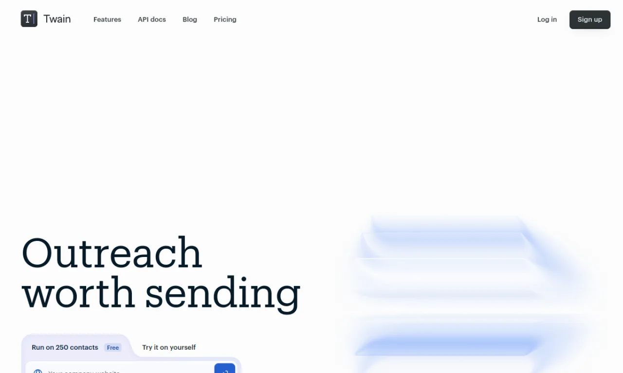 Screenshot of Twain website