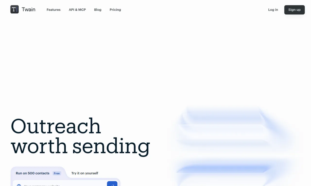 Screenshot of Twain website