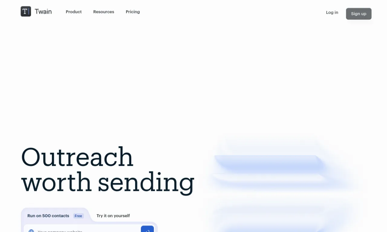 Screenshot of Twain website