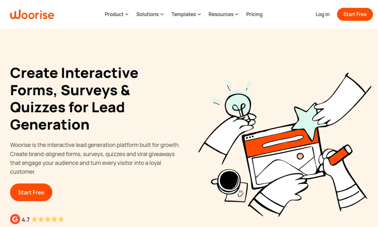 Screenshot of Woorise website