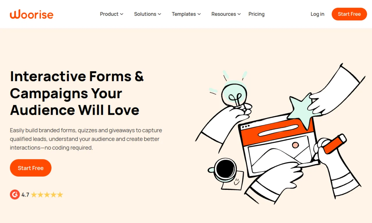 Screenshot of Woorise website