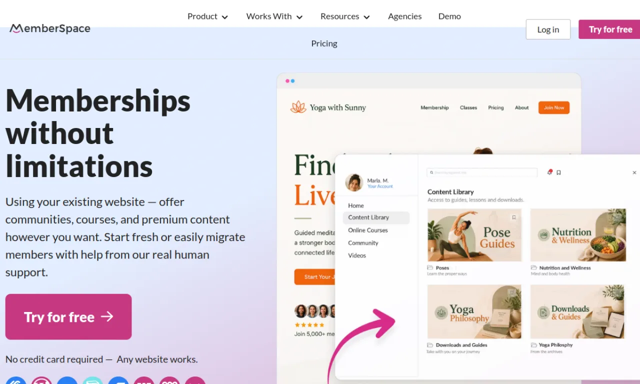 Screenshot of Pico / Memberspace website