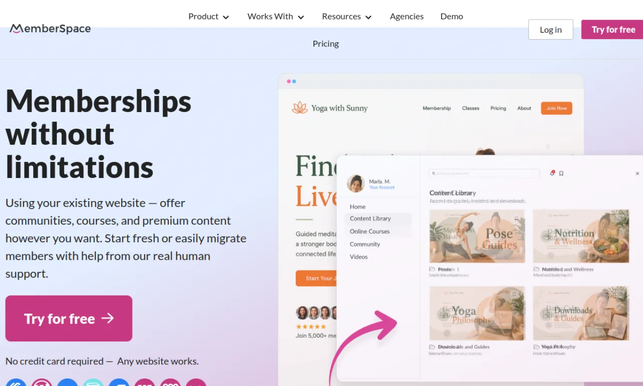 Screenshot of Pico / Memberspace website