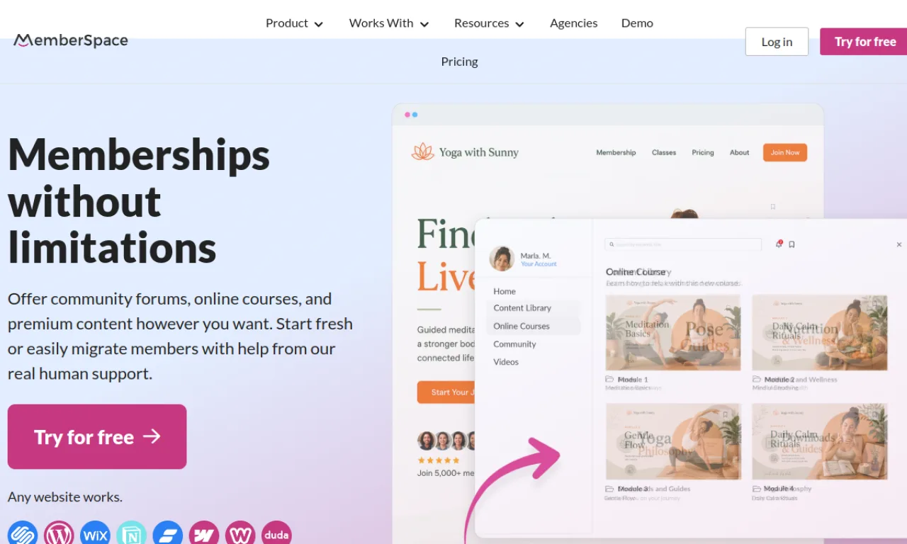 Screenshot of Pico / Memberspace website