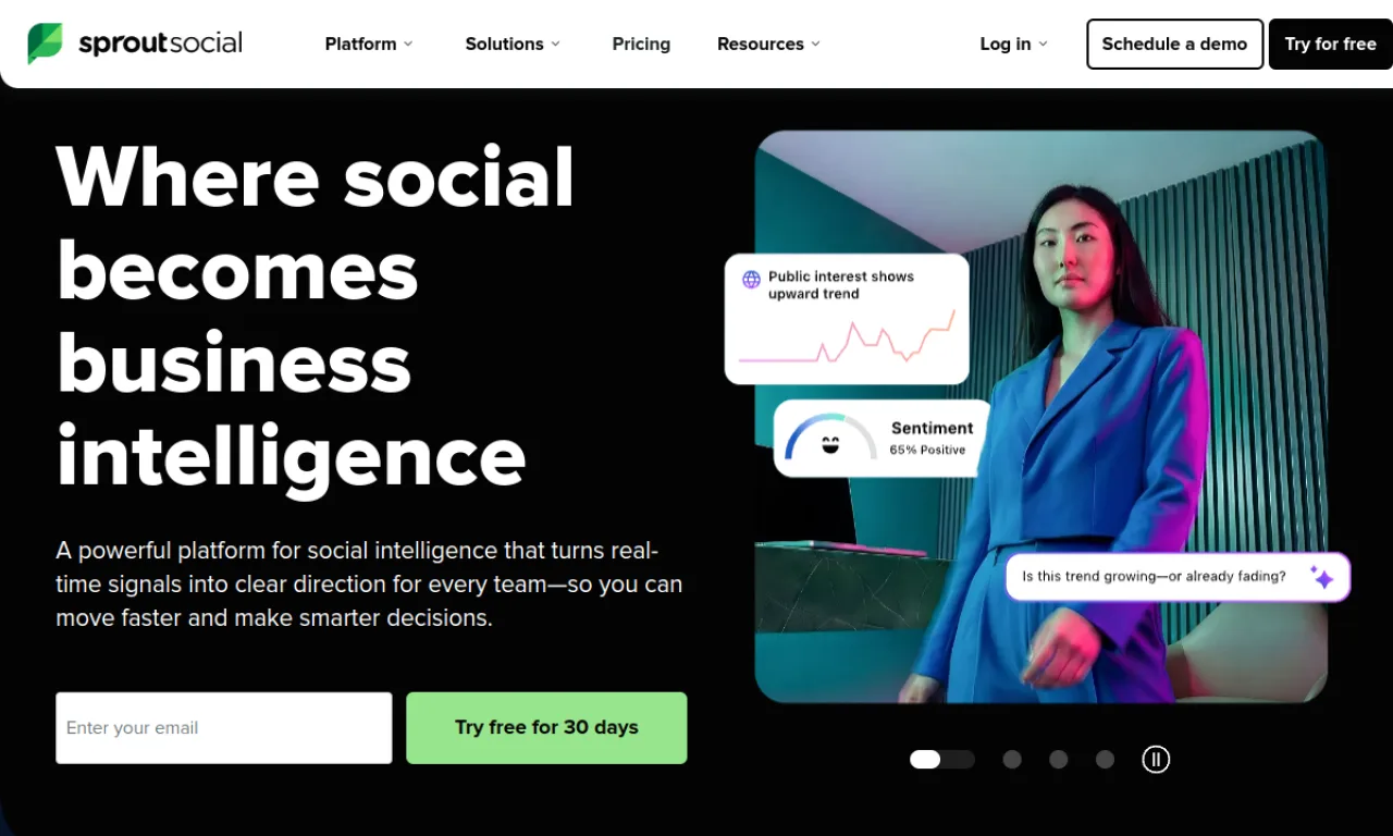 Screenshot of Sprout Social Listening website