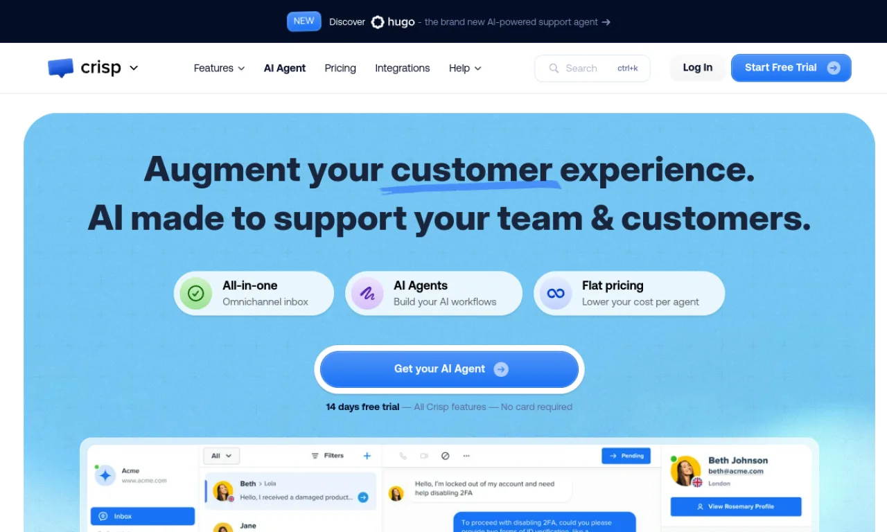 Screenshot of Crisp website