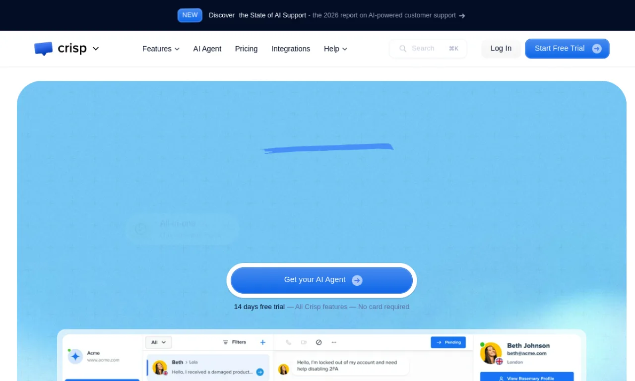 Screenshot of Crisp website