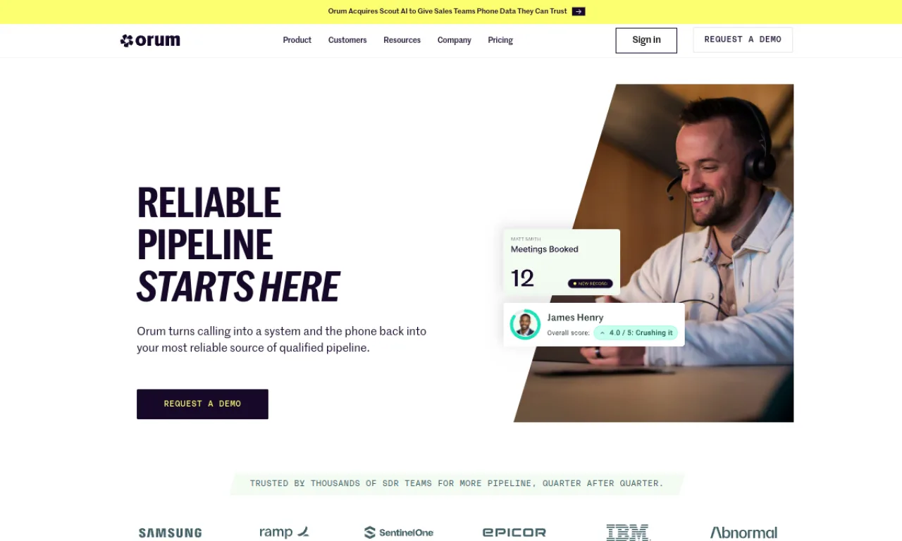 Screenshot of Orum website