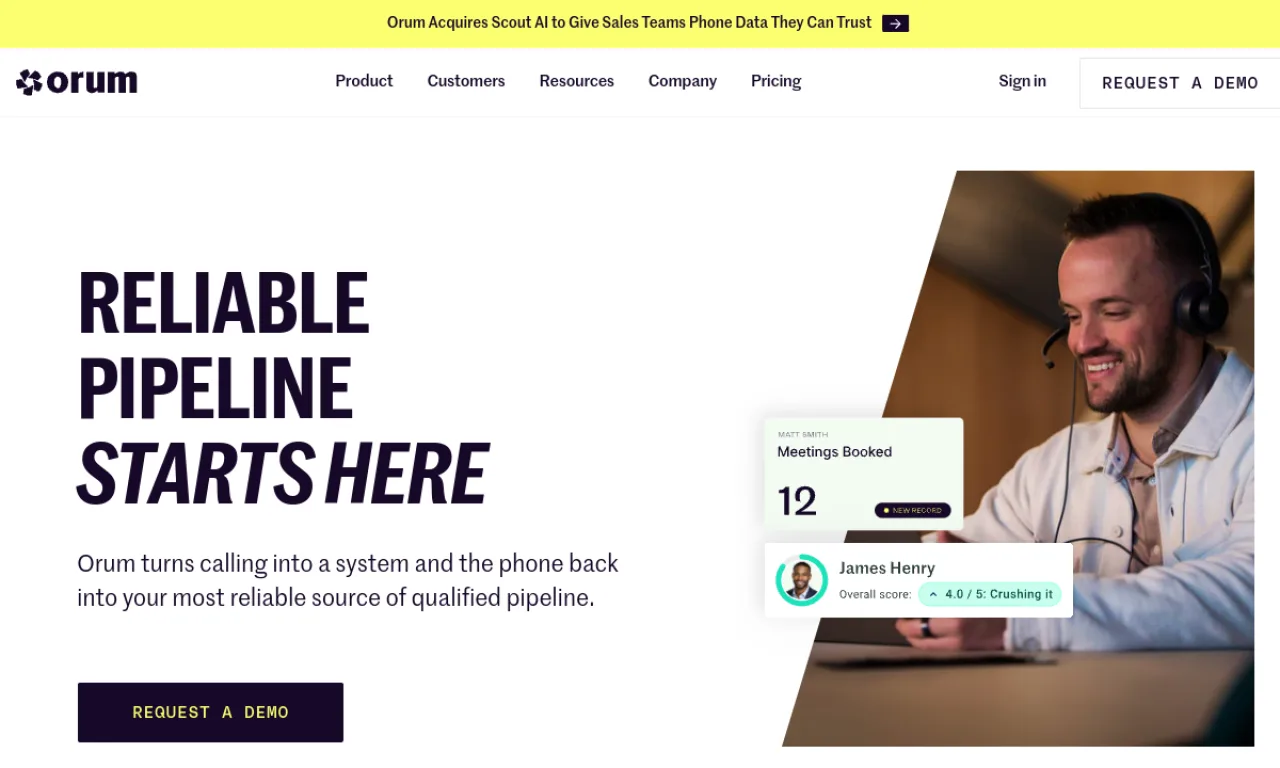 Screenshot of Orum website