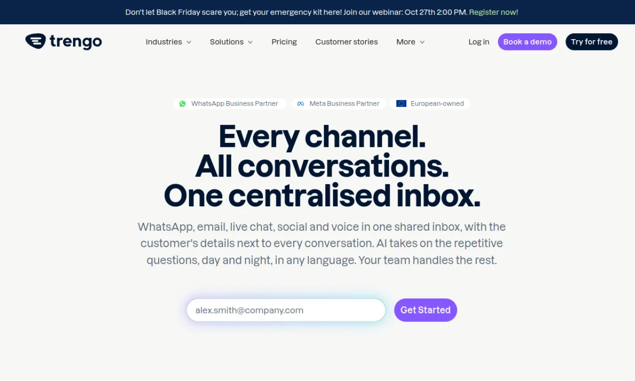 Screenshot of Trengo website
