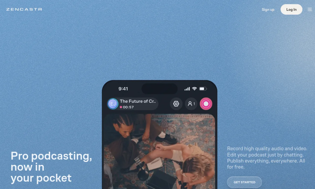 Screenshot of Zencastr website