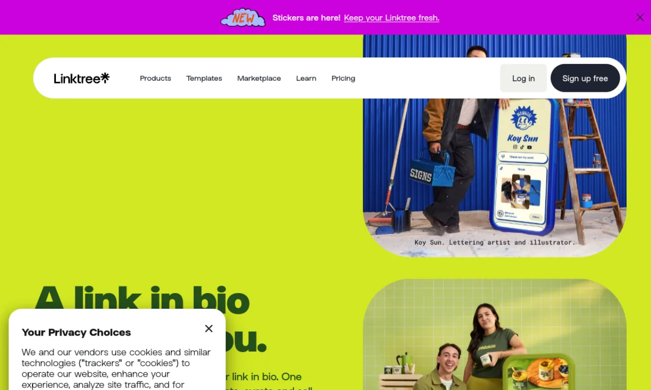 Screenshot of Linktree website