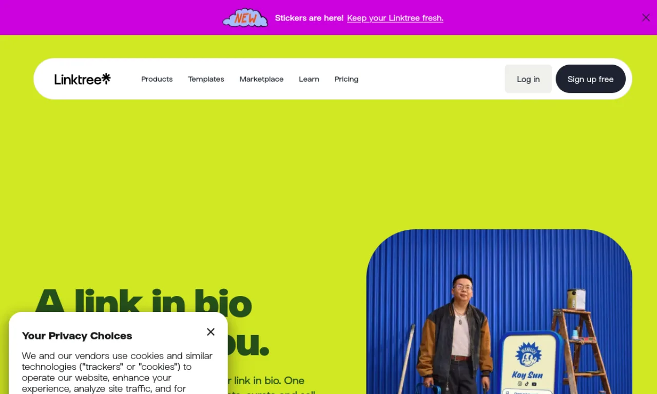 Screenshot of Linktree website