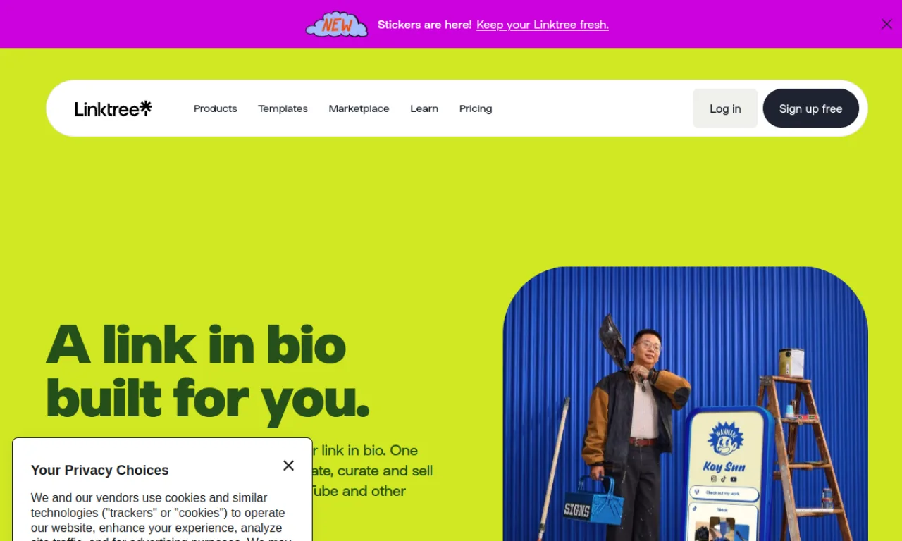 Screenshot of Linktree website