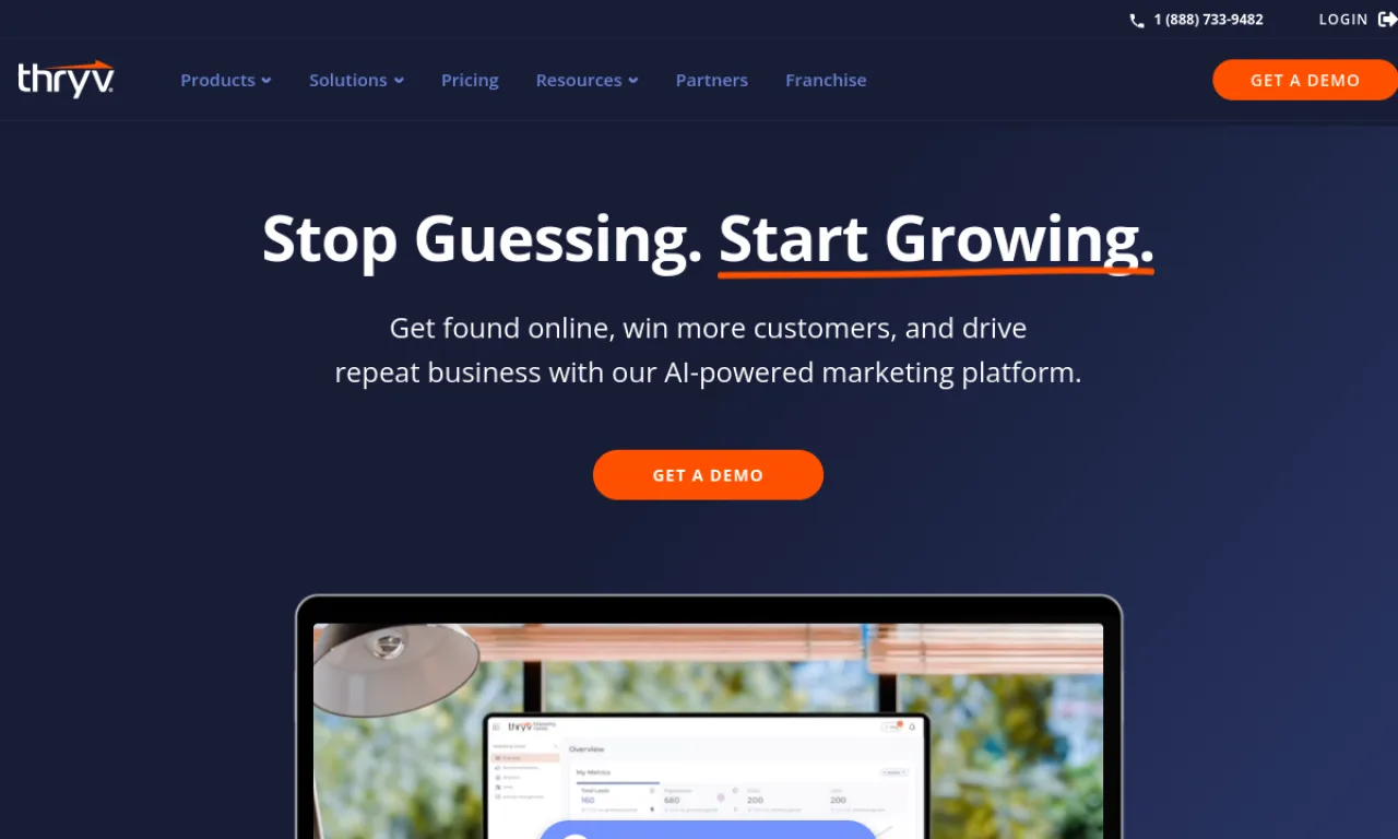 Screenshot of Thryv website