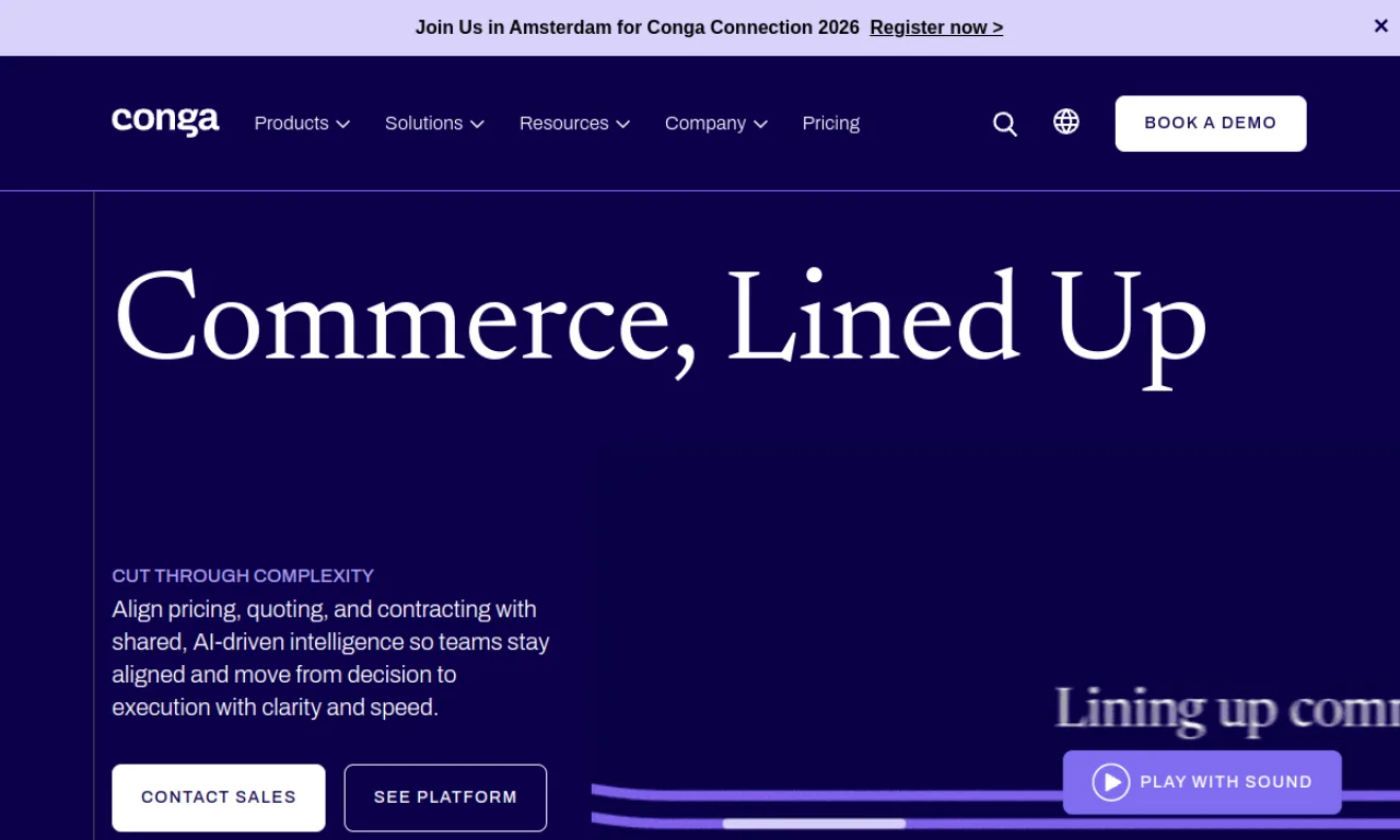 Screenshot of Conga CPQ website