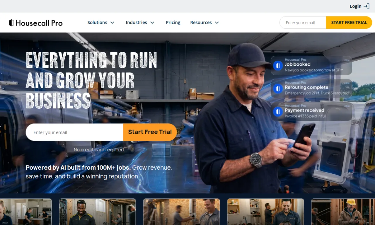 Screenshot of Housecall Pro Marketing website