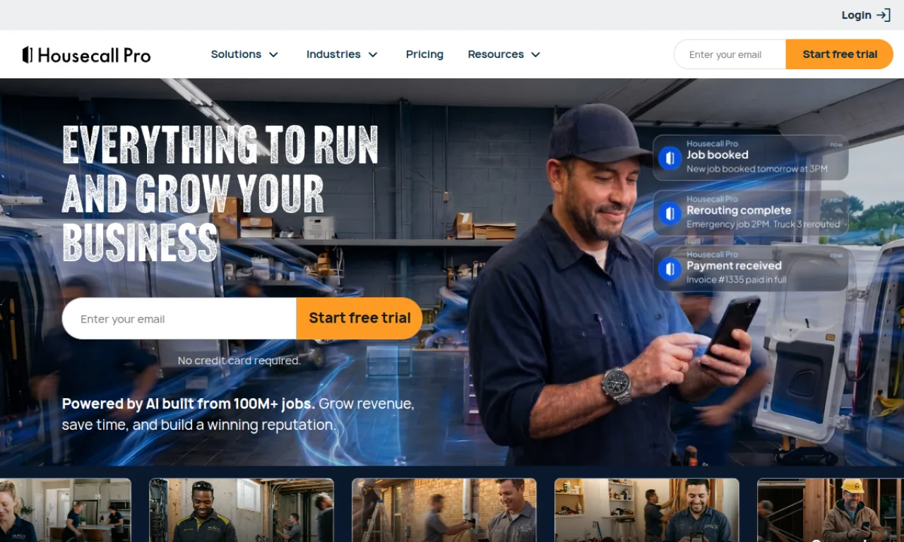 Screenshot of Housecall Pro Marketing website