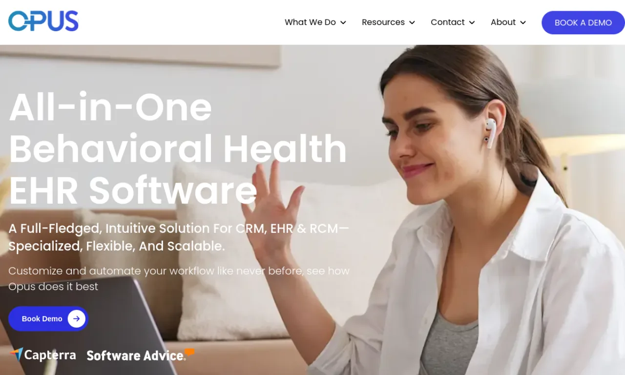 Screenshot of Opus website