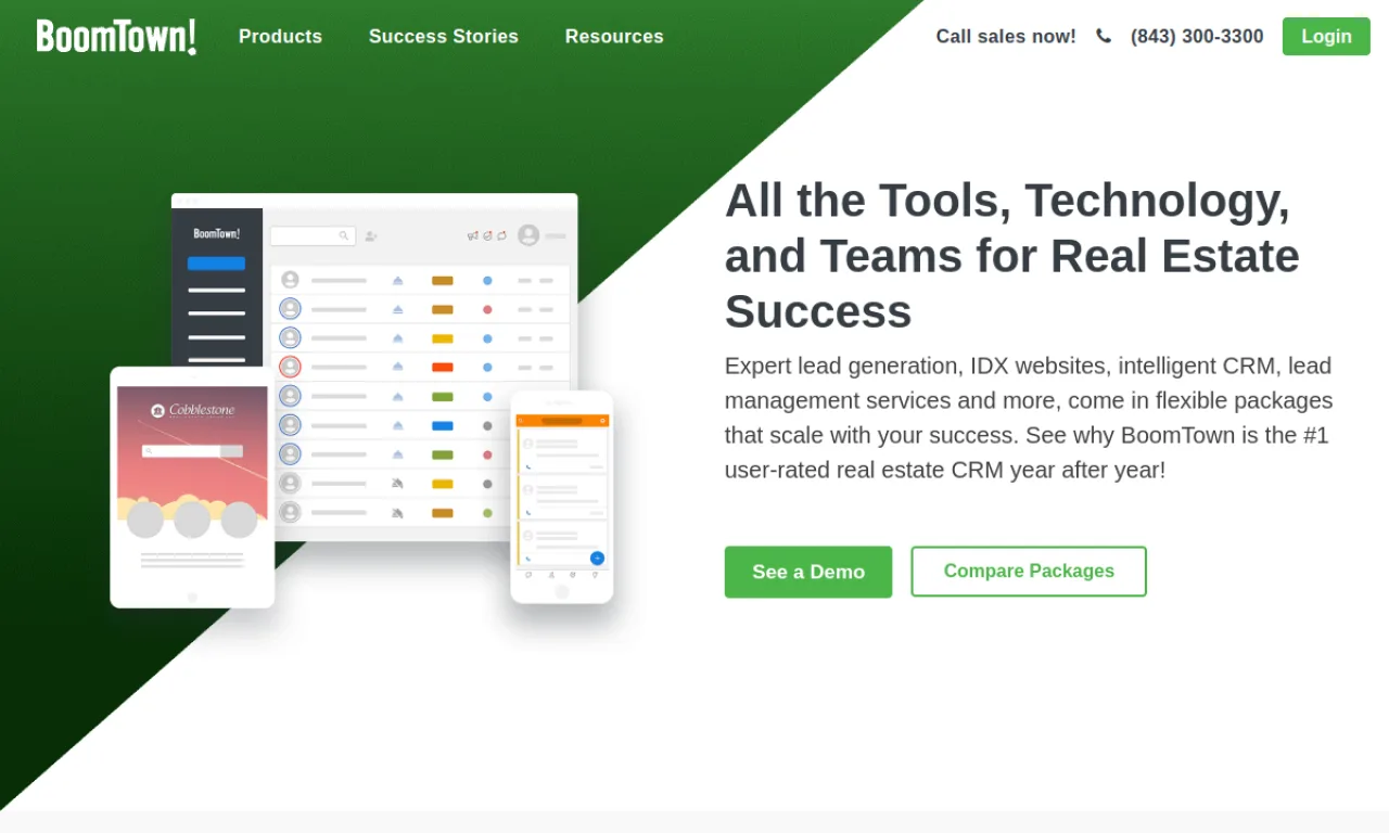 Screenshot of BoomTown website