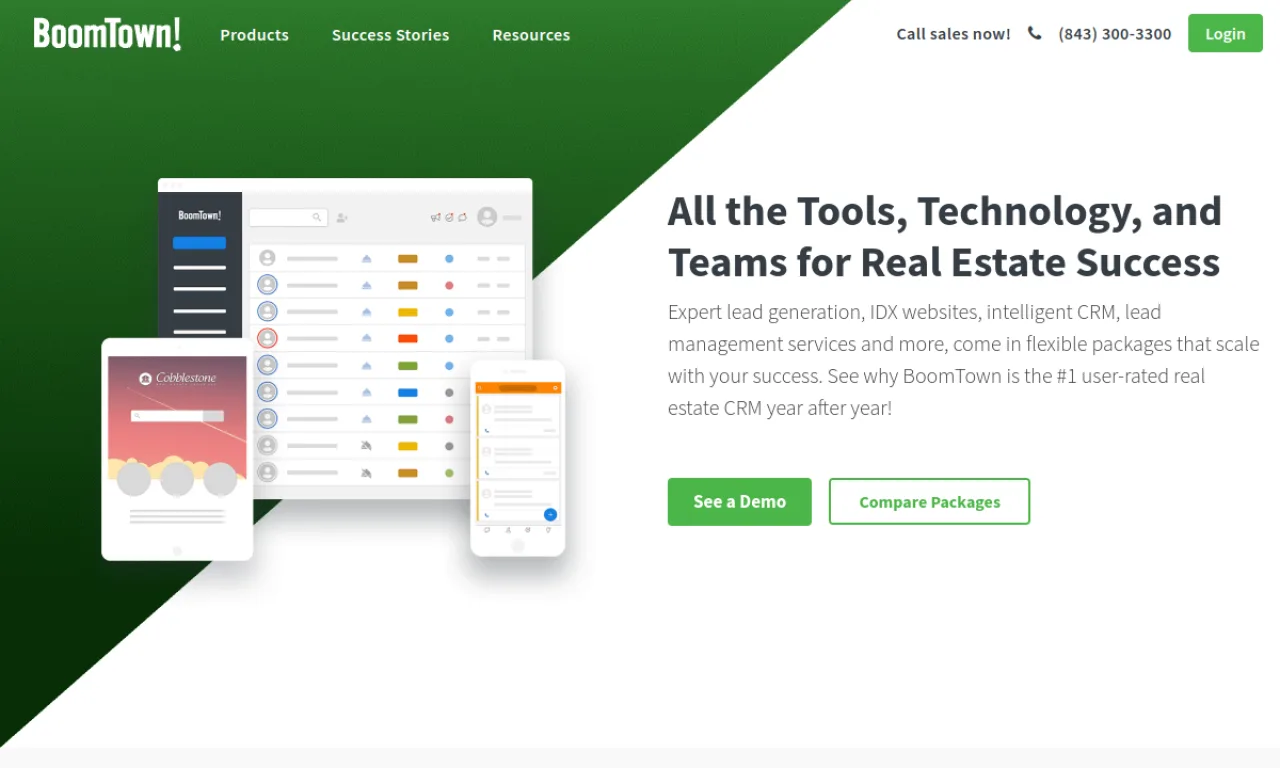 Screenshot of BoomTown website