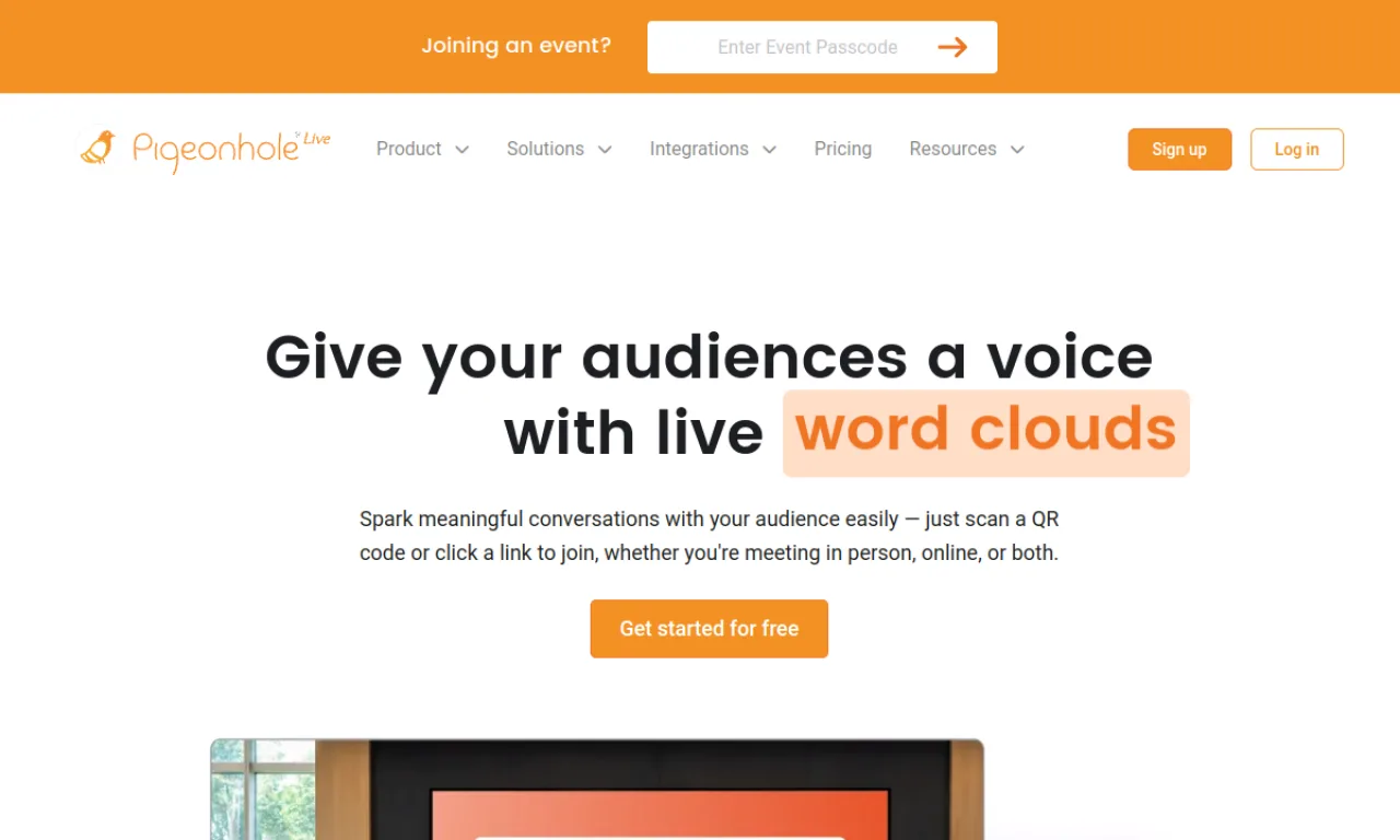 Screenshot of Pigeonhole Live website