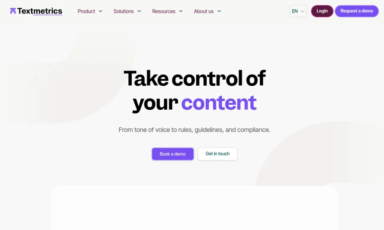 Screenshot of Textmetrics website