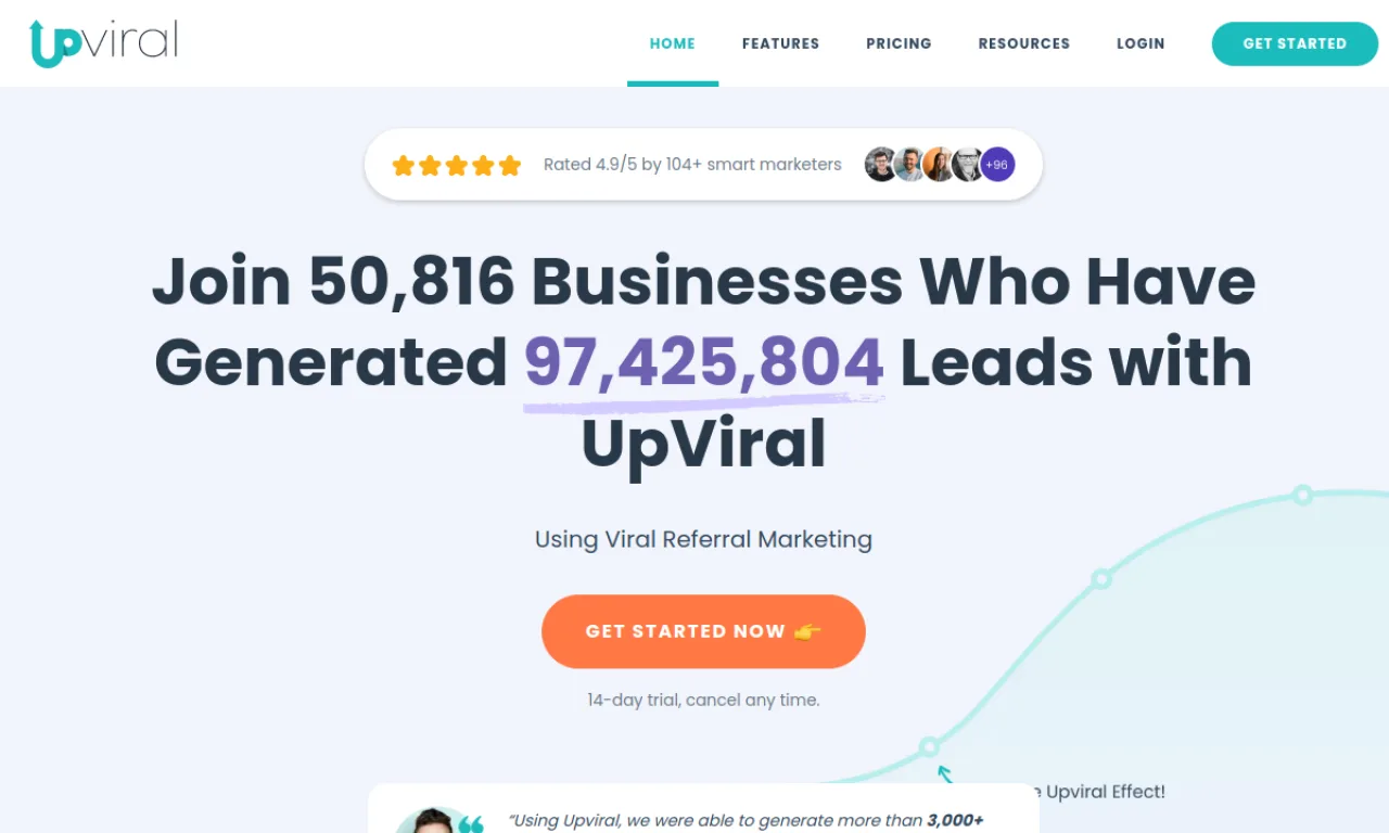 Screenshot of UpViral website