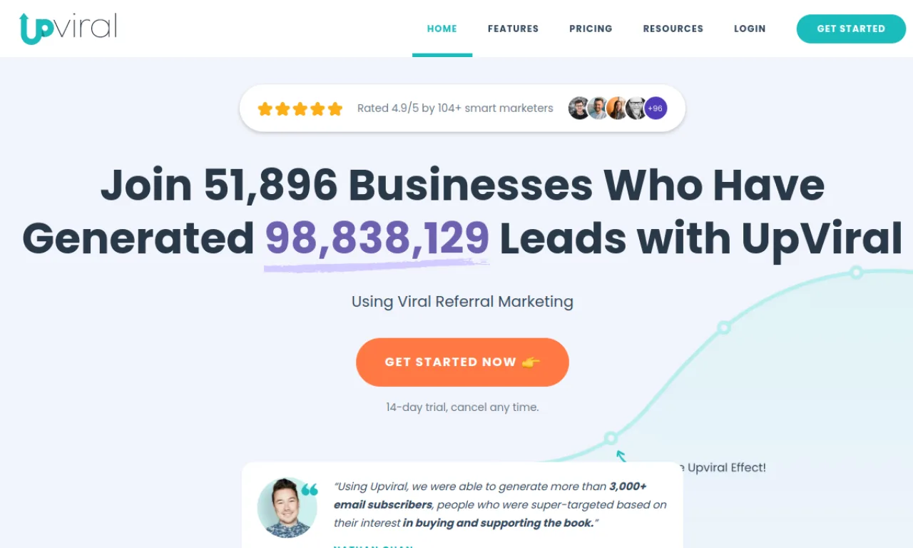 Screenshot of UpViral website