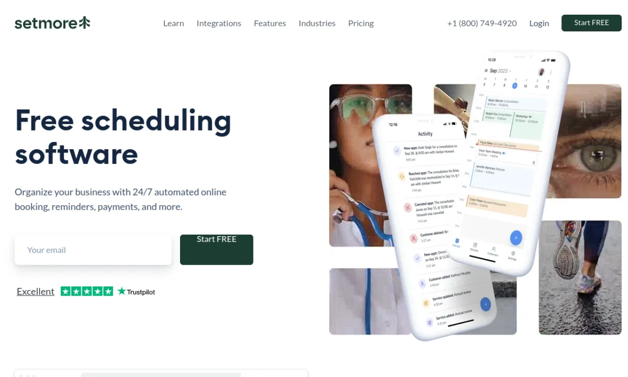 Screenshot of Setmore website