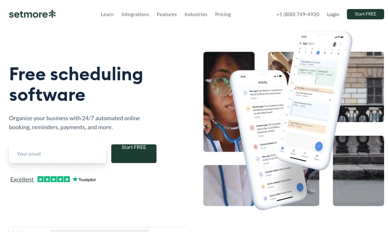 Screenshot of Setmore website