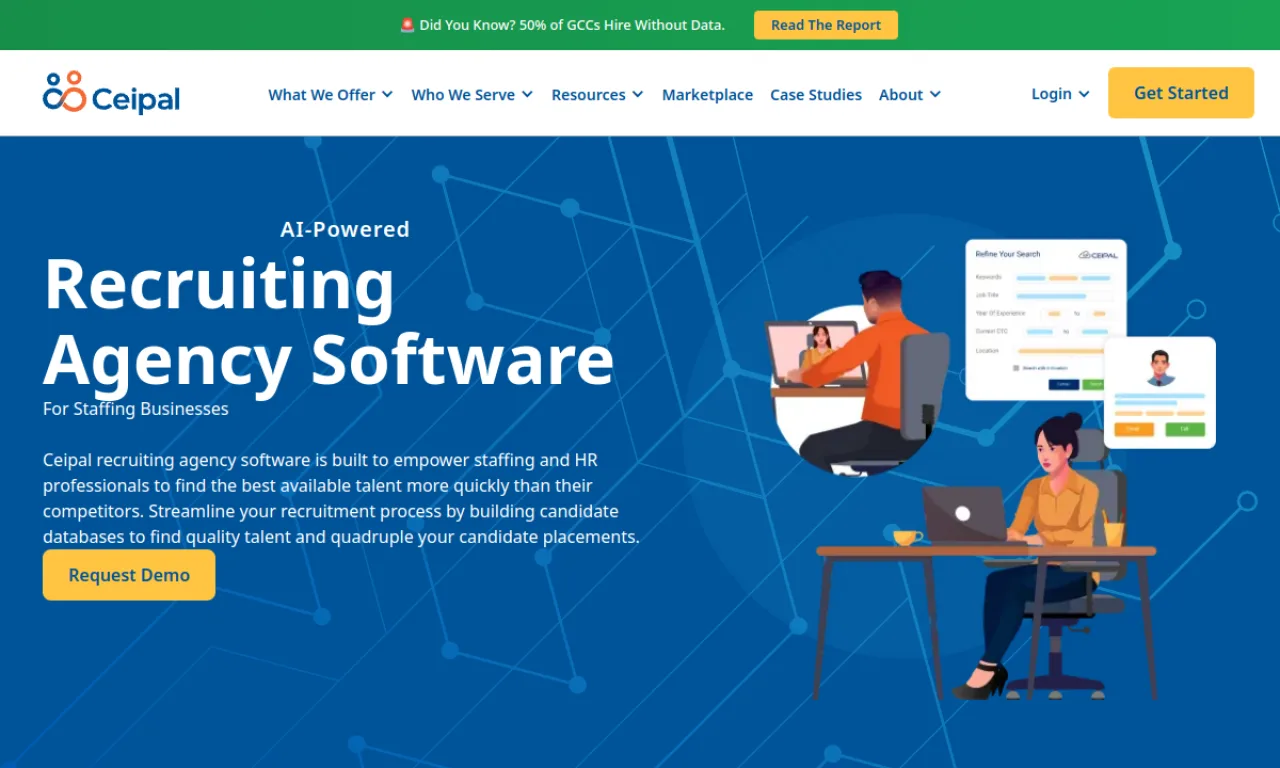 Screenshot of RecruitBPM / Ceipal website