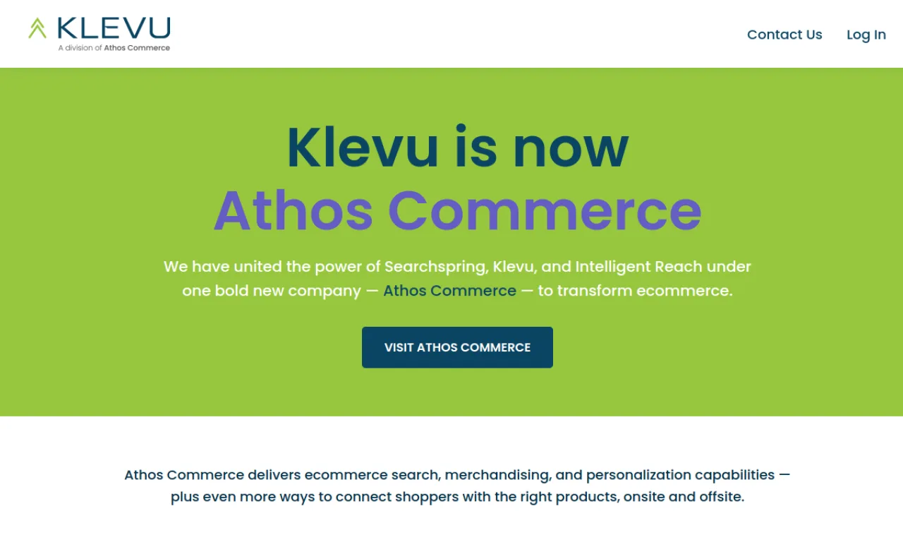 Screenshot of Klevu website