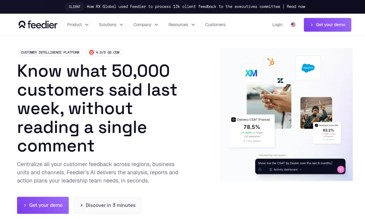 Screenshot of Feedier website