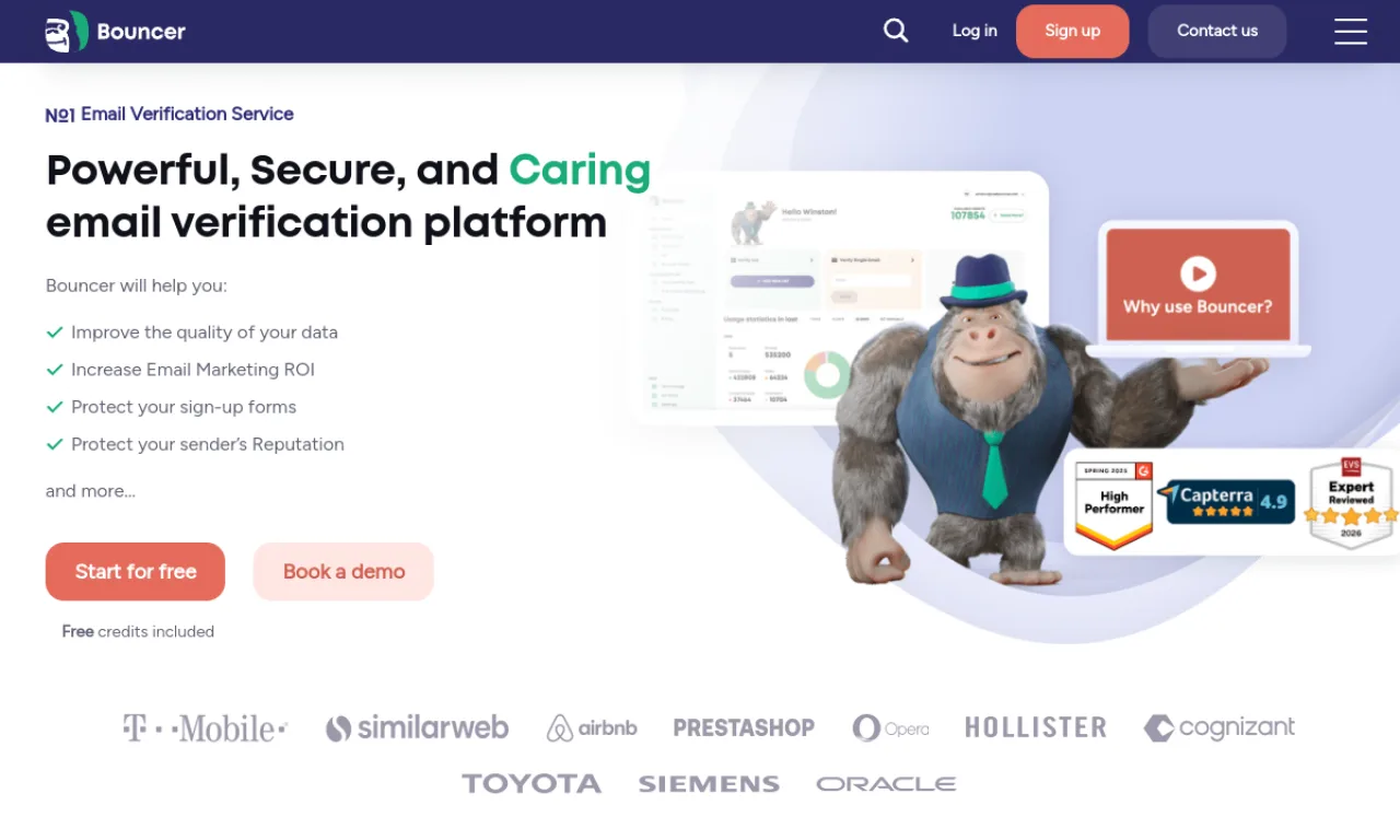 Screenshot of Bouncer website