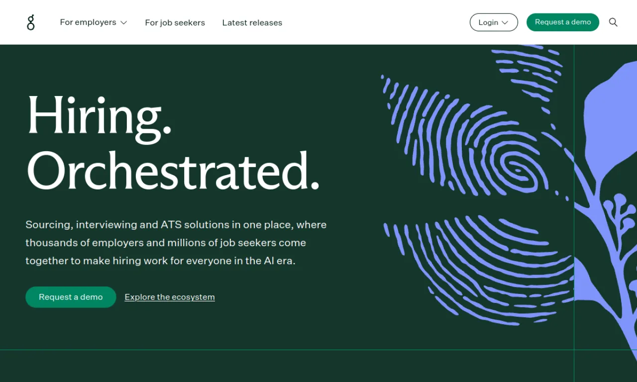 Screenshot of Greenhouse website