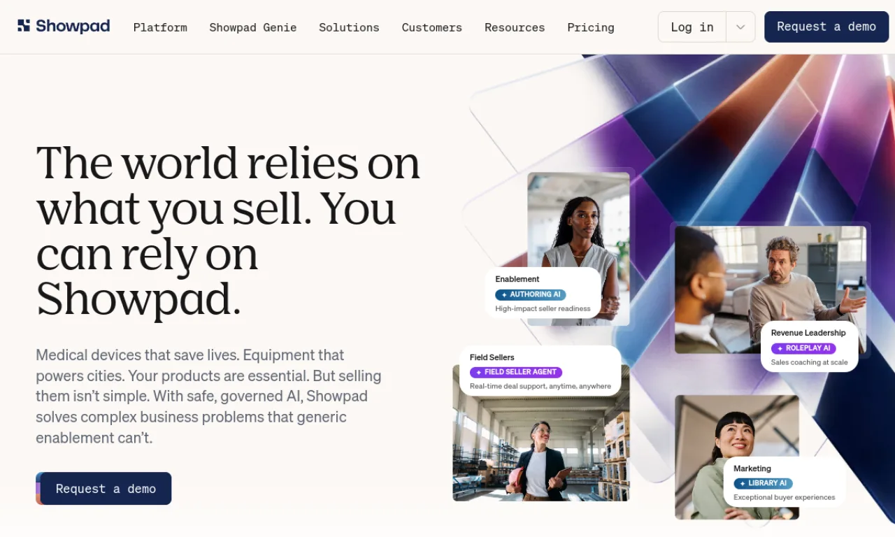 Screenshot of Showpad website
