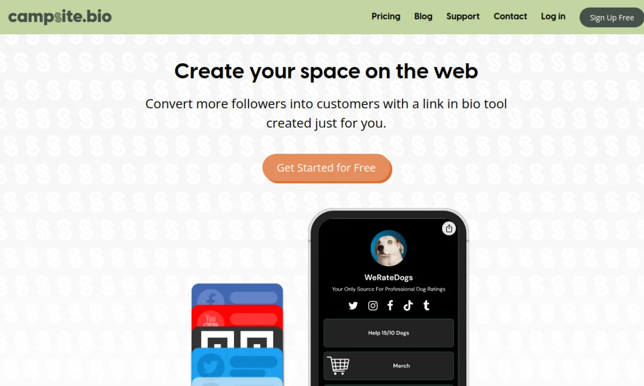 Screenshot of Campsite.bio website