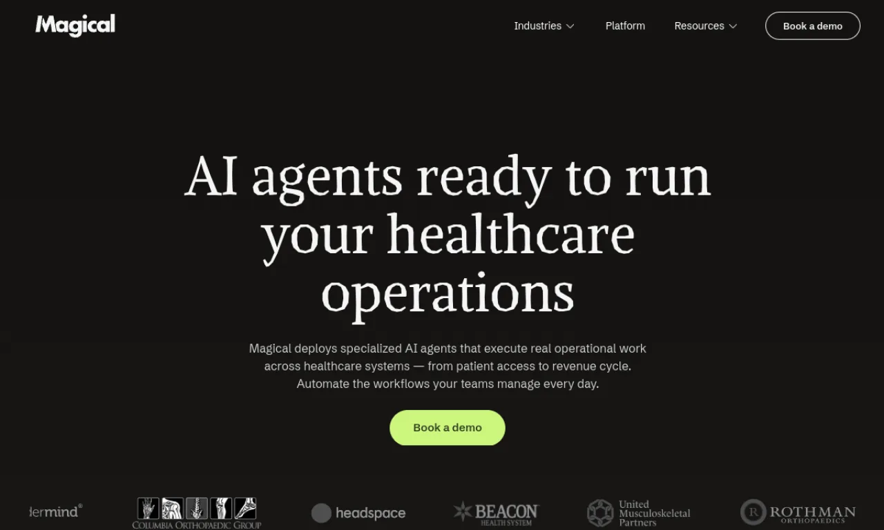 Screenshot of Magical website