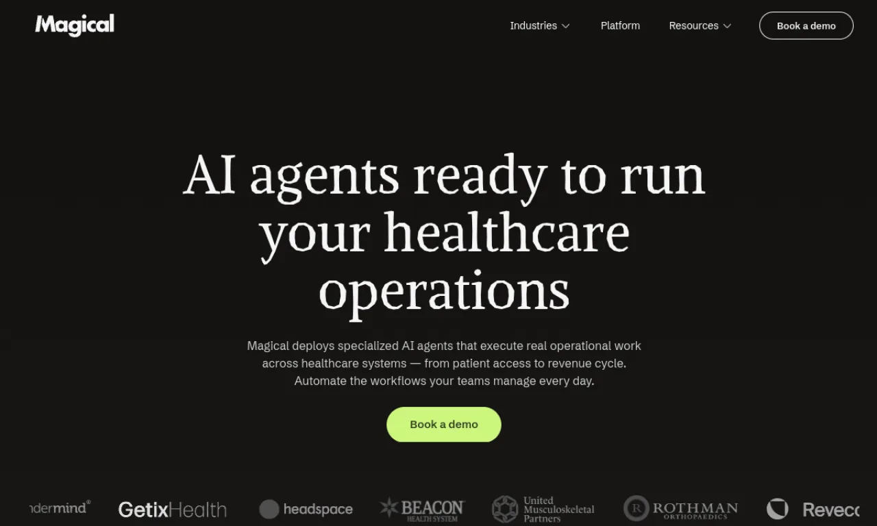 Screenshot of Magical website