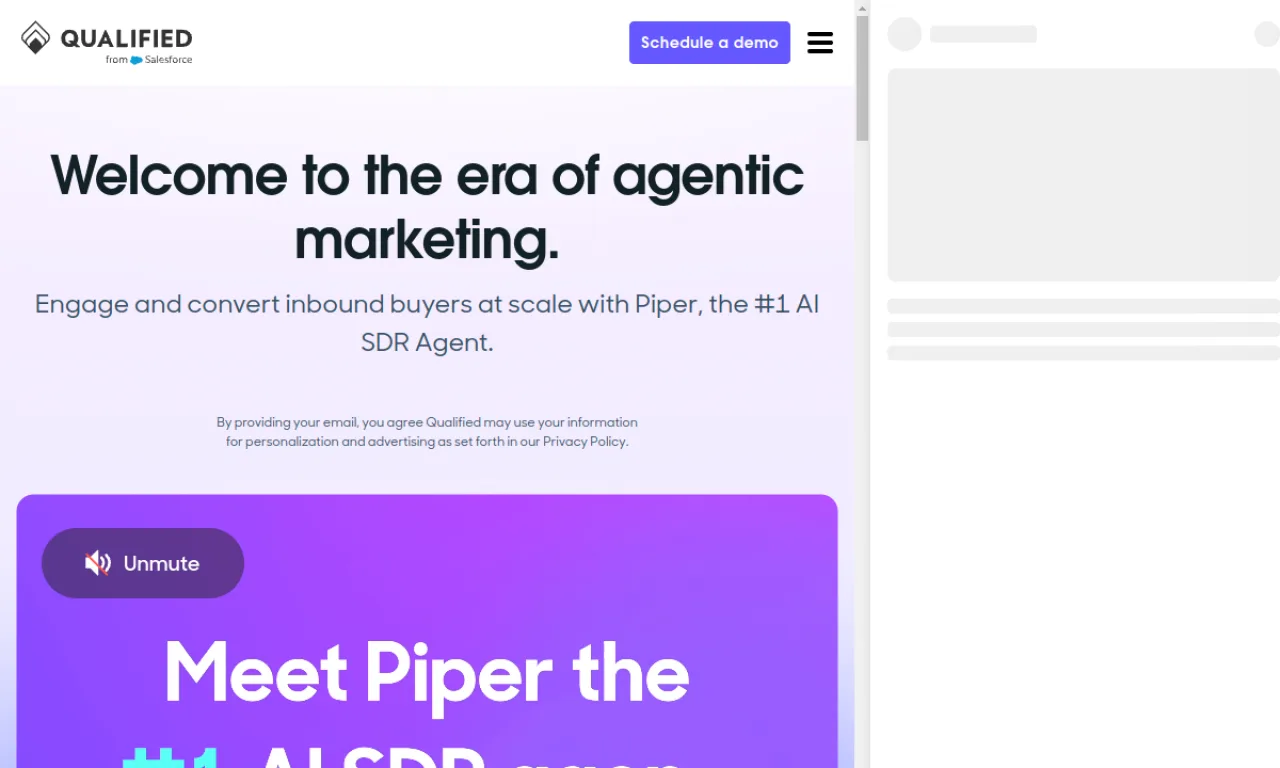 Screenshot of Qualified (Piper) website