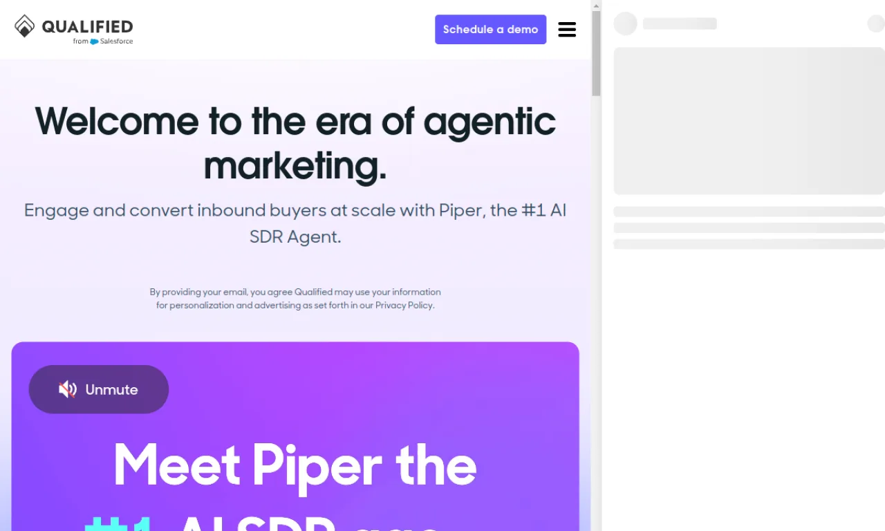 Screenshot of Qualified (Piper) website