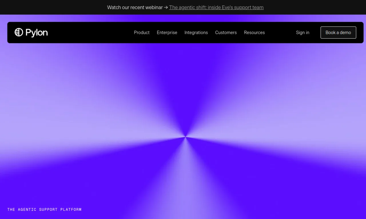 Screenshot of Pylon website
